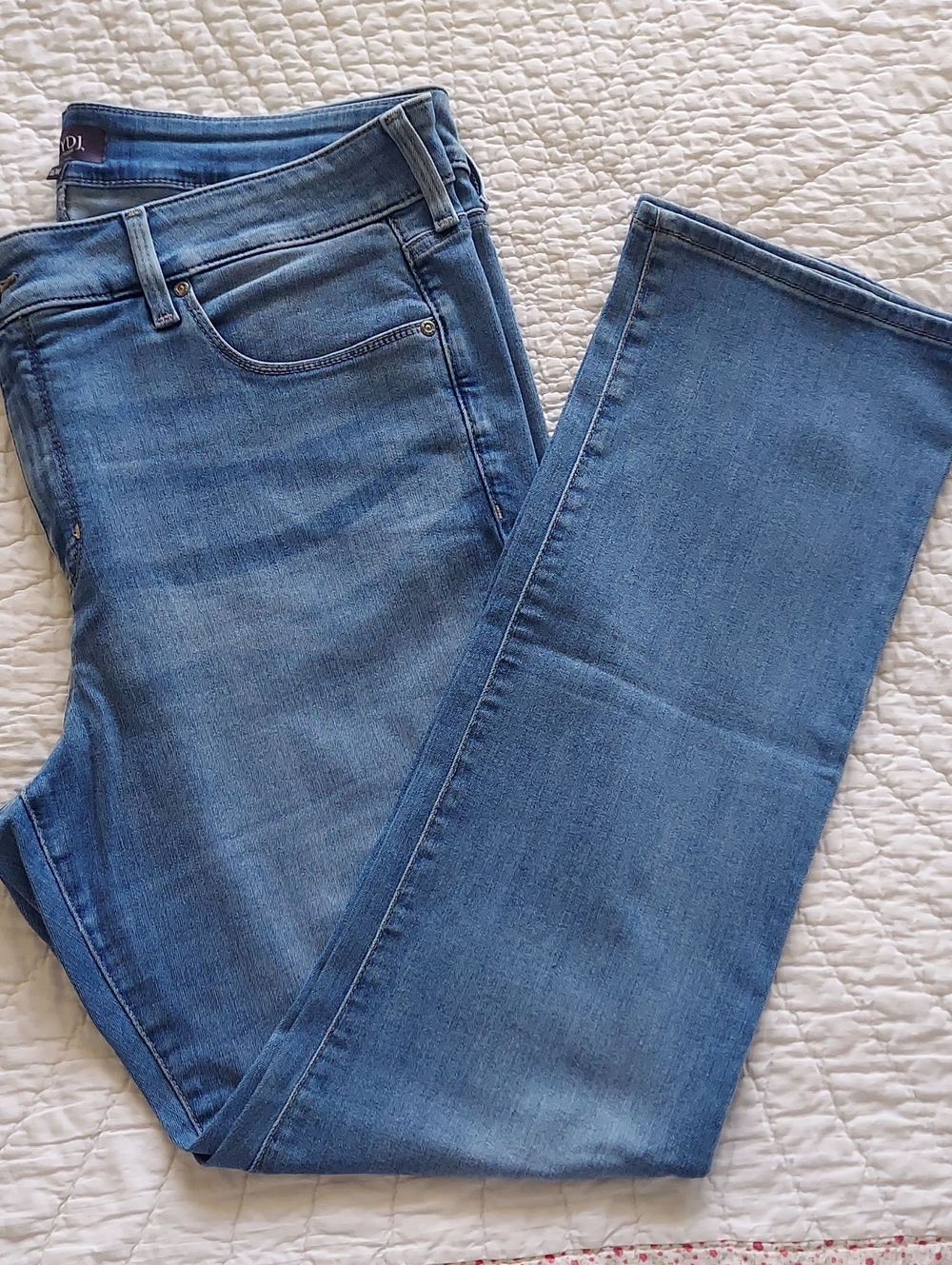 NYDJ Women's Light-Medium Blue Straight Leg Jeans